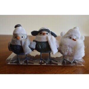 2018 Target Wondershop Mini Miniature Small Winter Bird Figures Boxed SET OF 3
